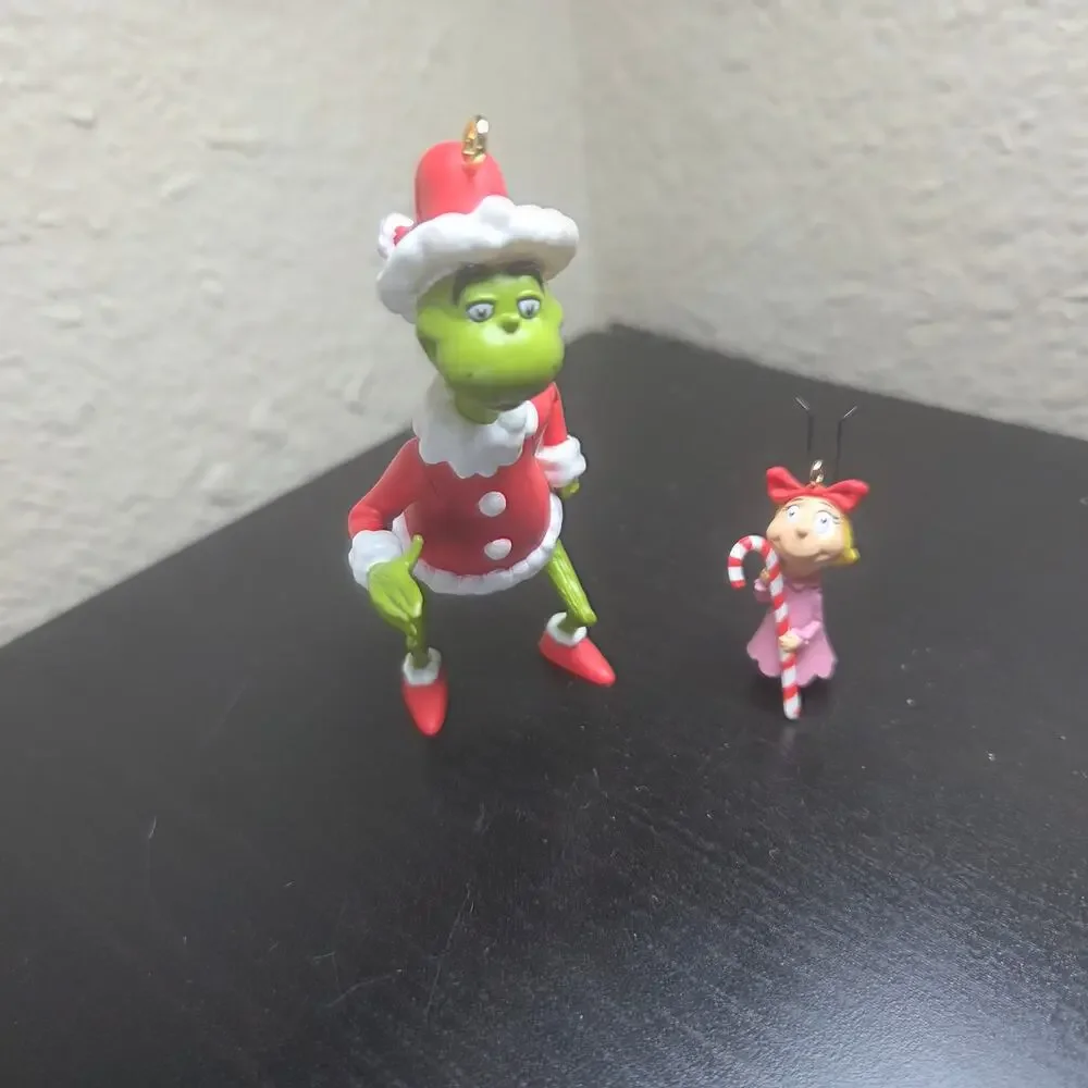 Vintage 2003 Hallmark Keepsake Grinch and Cindy Lou Who Christmas Ornaments